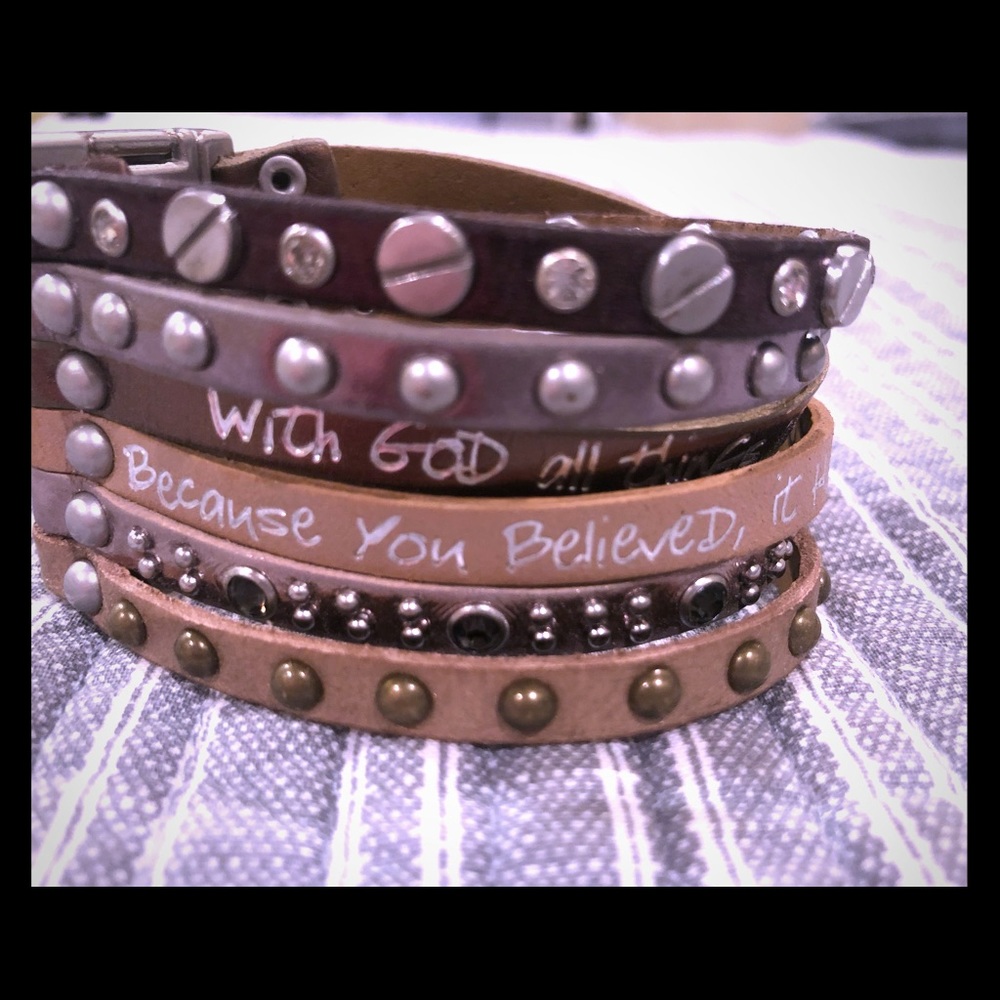 Leather “With God...” wrap bracelet bracelet. New!